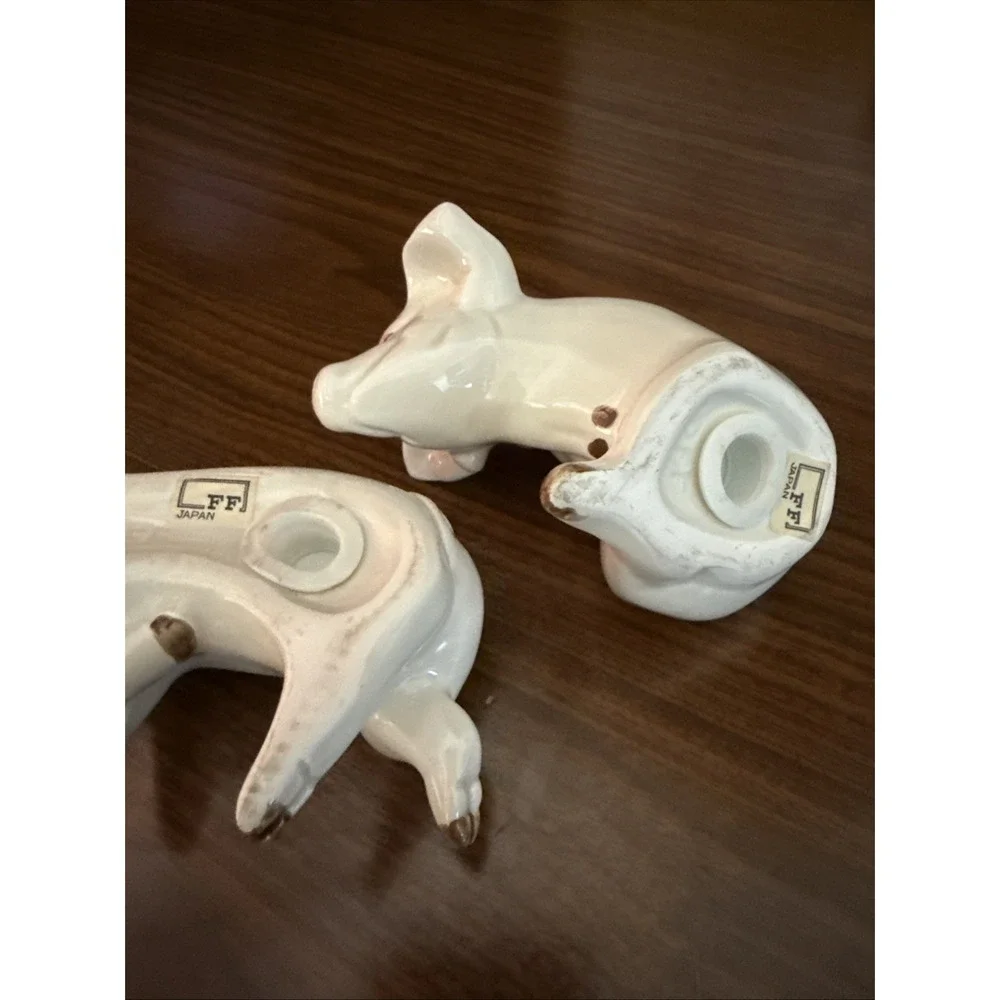 Vintage Fitz and Floyd Nesting Pigs Salt and Pepper Shaker Set Ceramic 1976